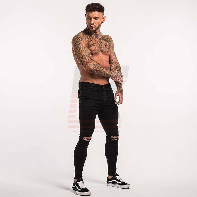 New Style Slim Fit Skinny Streetwear Tight Stretch Men Jeans with Ripped Fabric