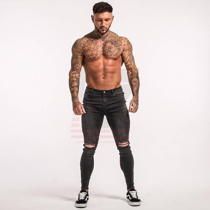 Male Black Classic Hombre Slim Fit Biker Style Tight Hip Hop Stretch Skinny Jeans