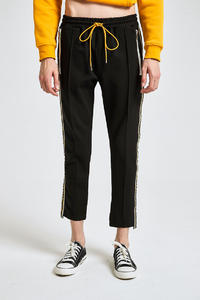 color black men long pants drawstring waist zipper pocket long trousers track pants fitness