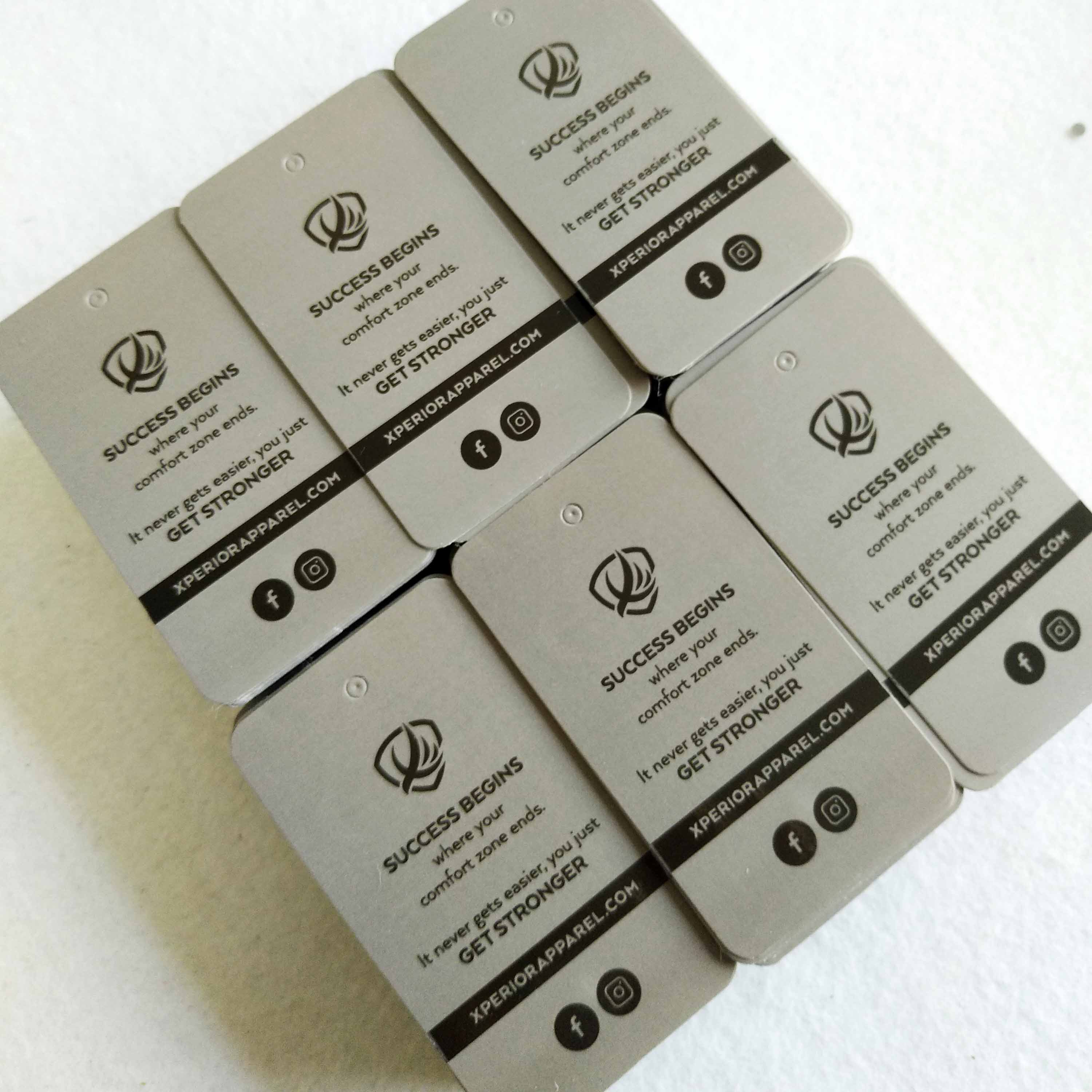 Grey paper spot UV design hang tags translucent PVC Hang Tags With Own Logo